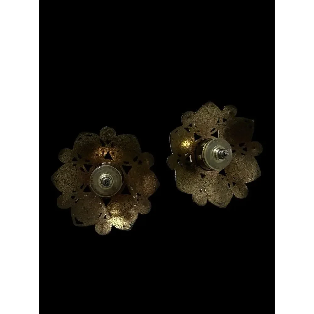 ANTIQUE ROUND MULTI COLOR STONES PIERCED EARRINGS Colorful Multicolor Stones